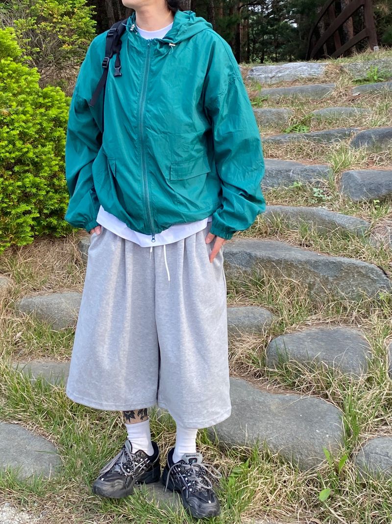 Layer pintuck bermuda wide half pants 2C
