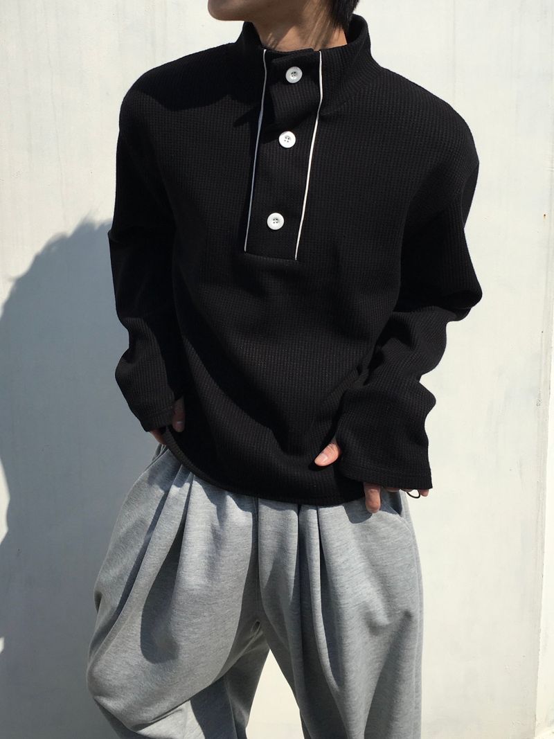 Dev Turtleneck Crop Waffle Sweatshirt 3C