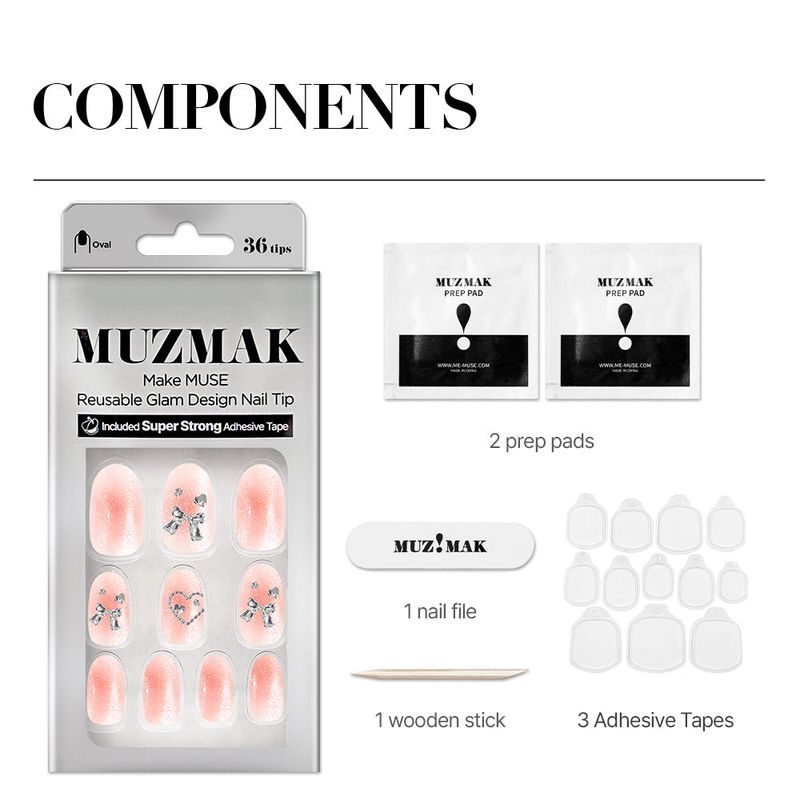 MUZMAK Reusable Glam Design Nail Tip Fluffy(Oval)