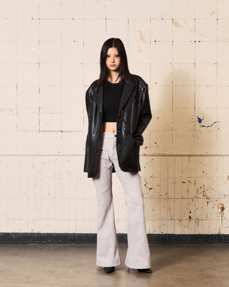 Circle Leather Blazer (Black)