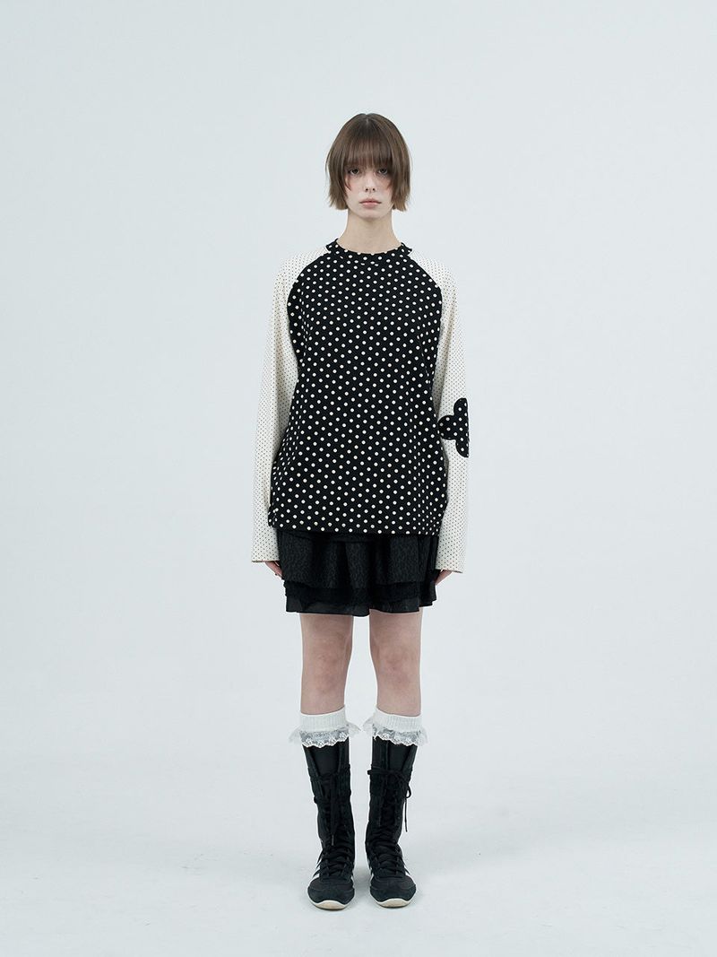 patched raglen t-shirts / black