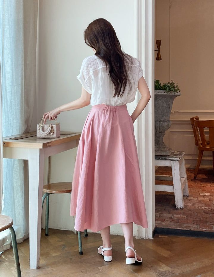 Effiang banding flare long skirt