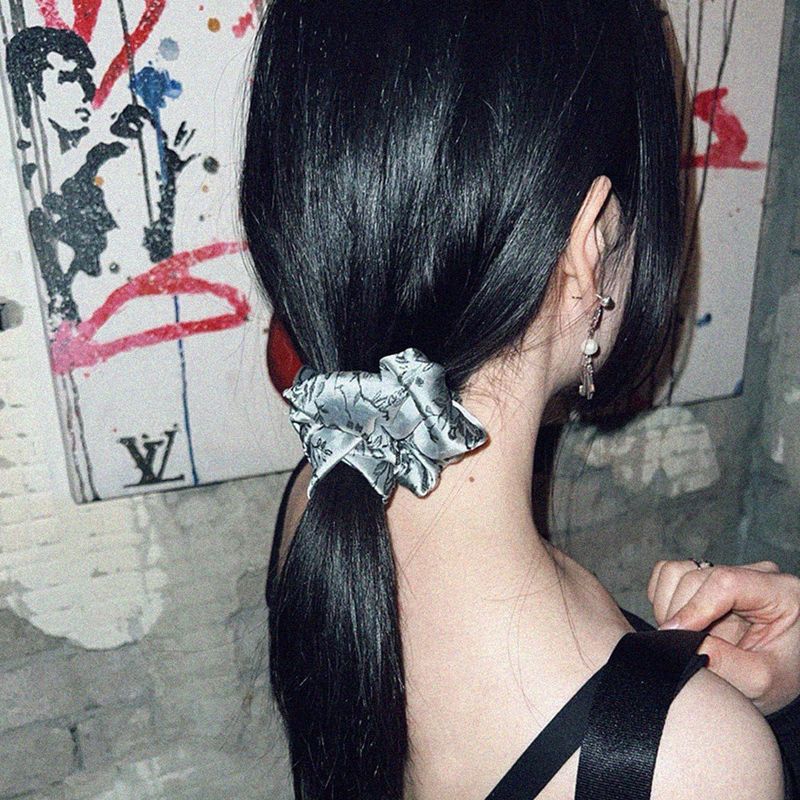 hideko oriental silver scrunchie