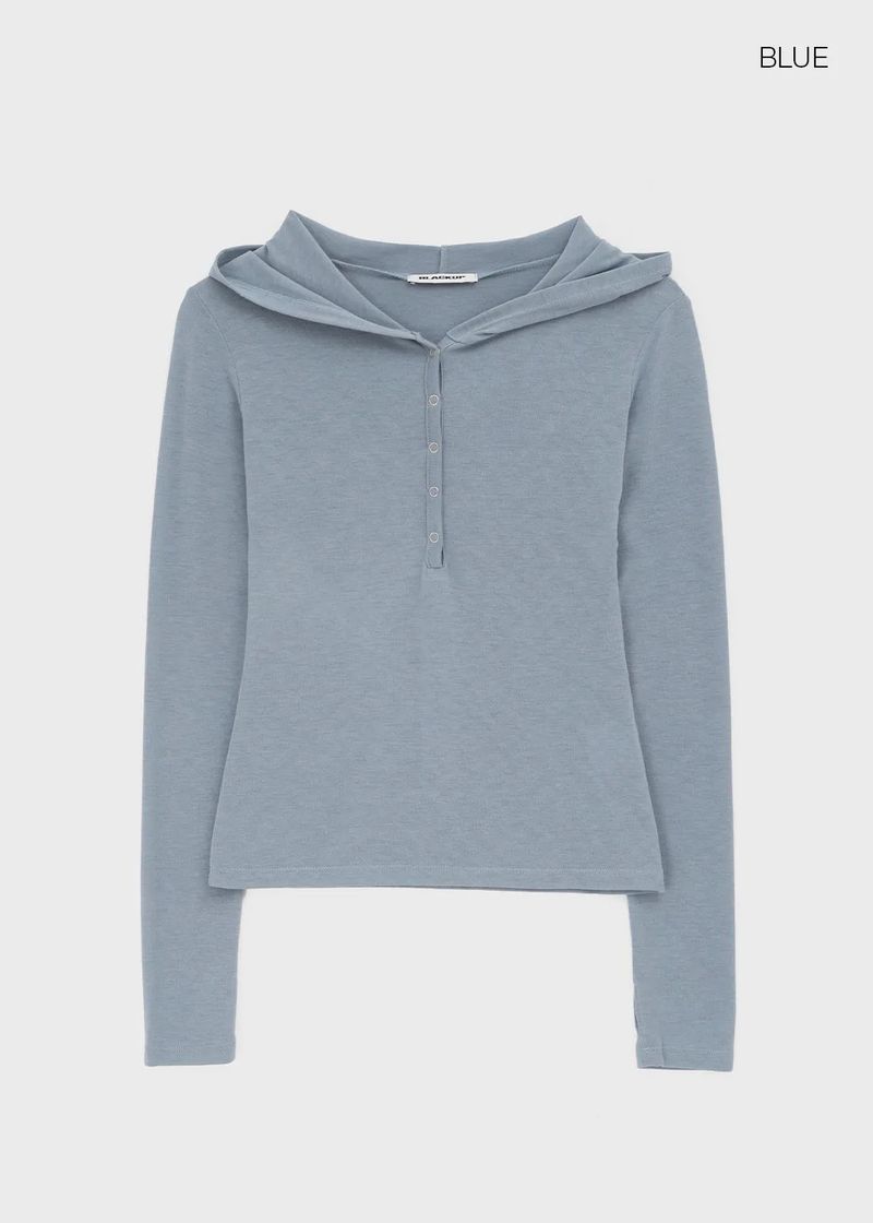 [MADE] Aki Hoodie Snap Long Sleeve T-Shirt