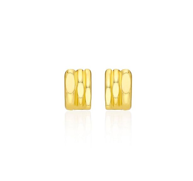 26SS★ Triple Silver Cutout One-Touch Earrings S