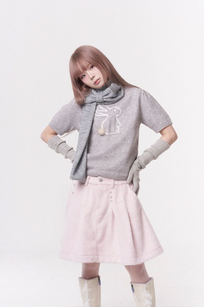 Mini ribbon muffler_gray