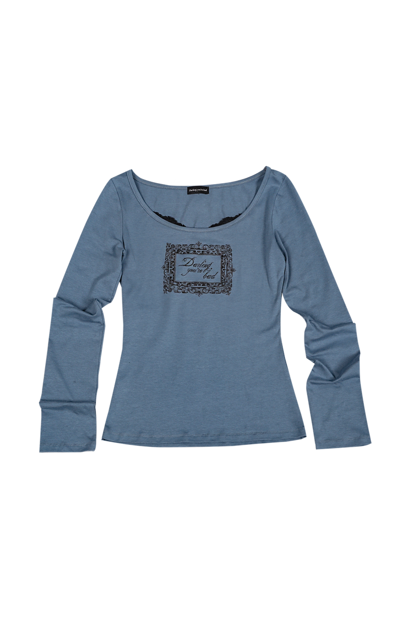 LACE FRAME T-SHIRT #BLUE