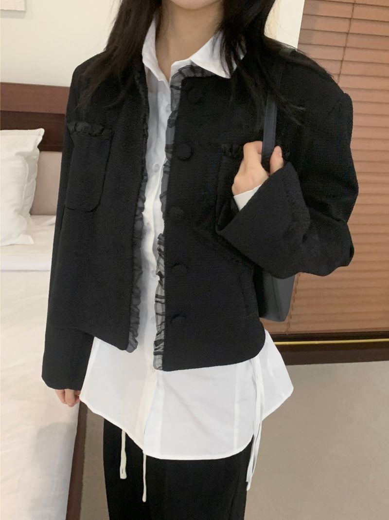 Classic Muse Lace -Trimmed Tweed Jacket