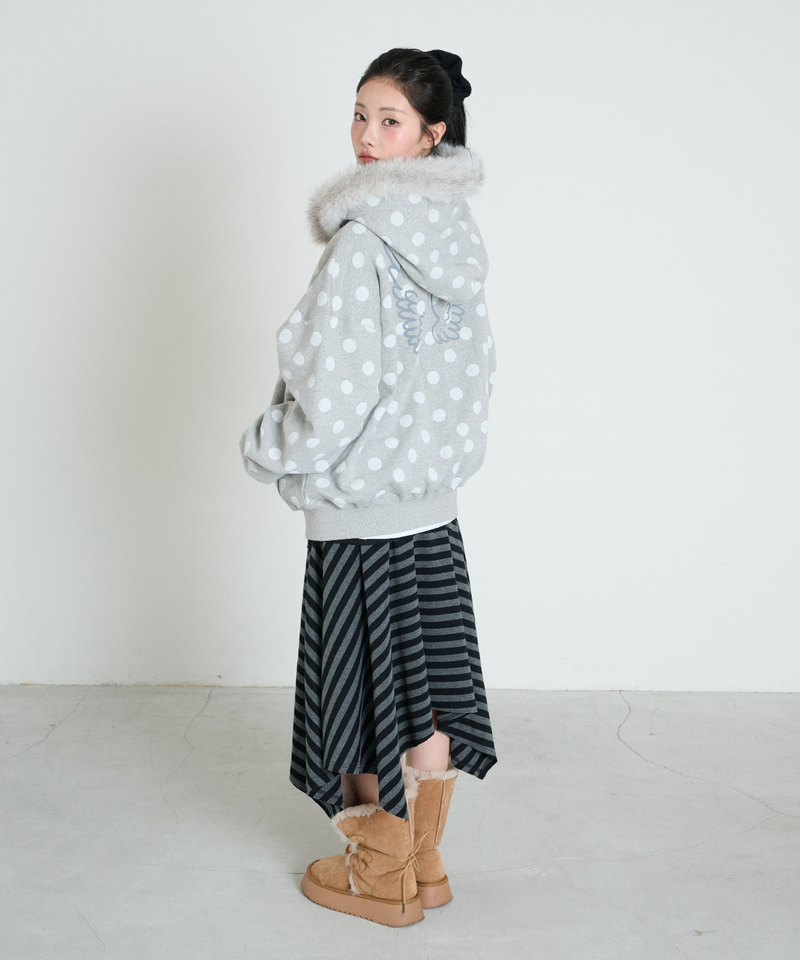 STRIPE SYMBOL UNBALANCED SKIRT