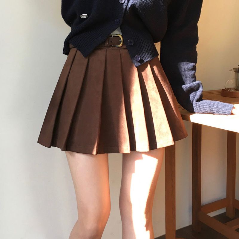 BEIDELLI（ベイデリー）の「[3color] Mocha, suede pleated miniskirt（Skirts）」