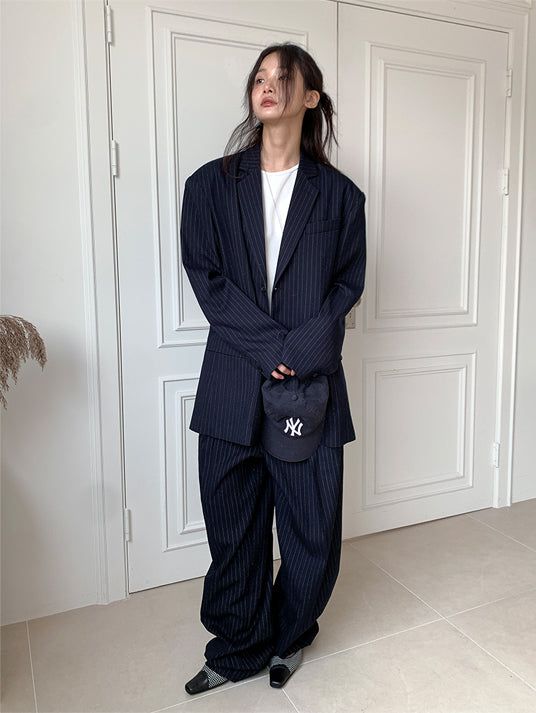 PAPERMOON PIN STRIPE PLEATE TROUSER