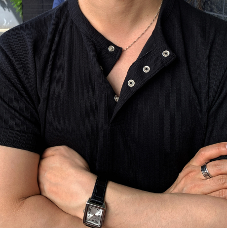 Look Lachief Standard Henry Neck Ribbed Short Sleeve