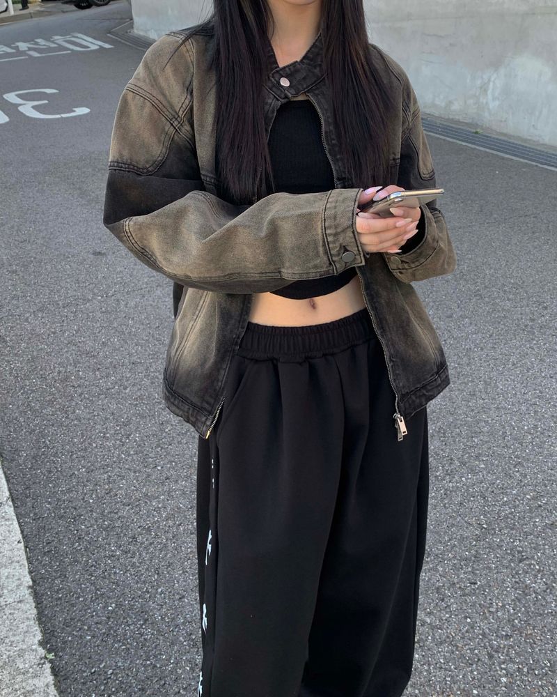 Denim biker jacket