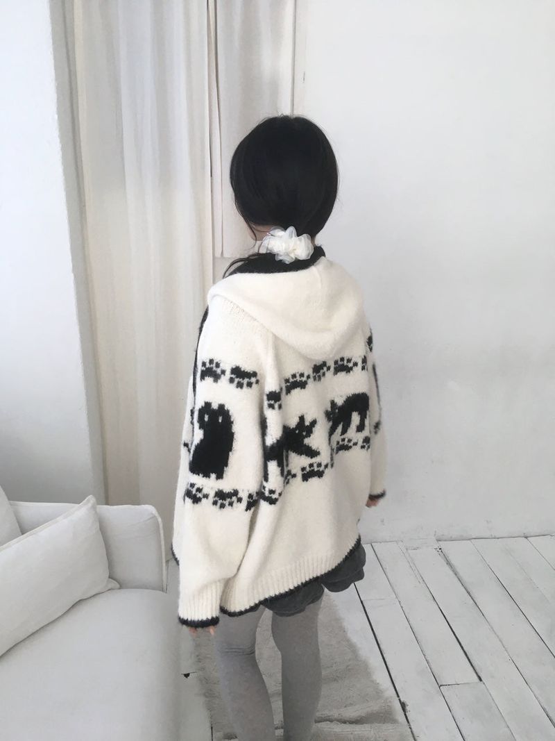 Meow Nordic Knit Zip-Up