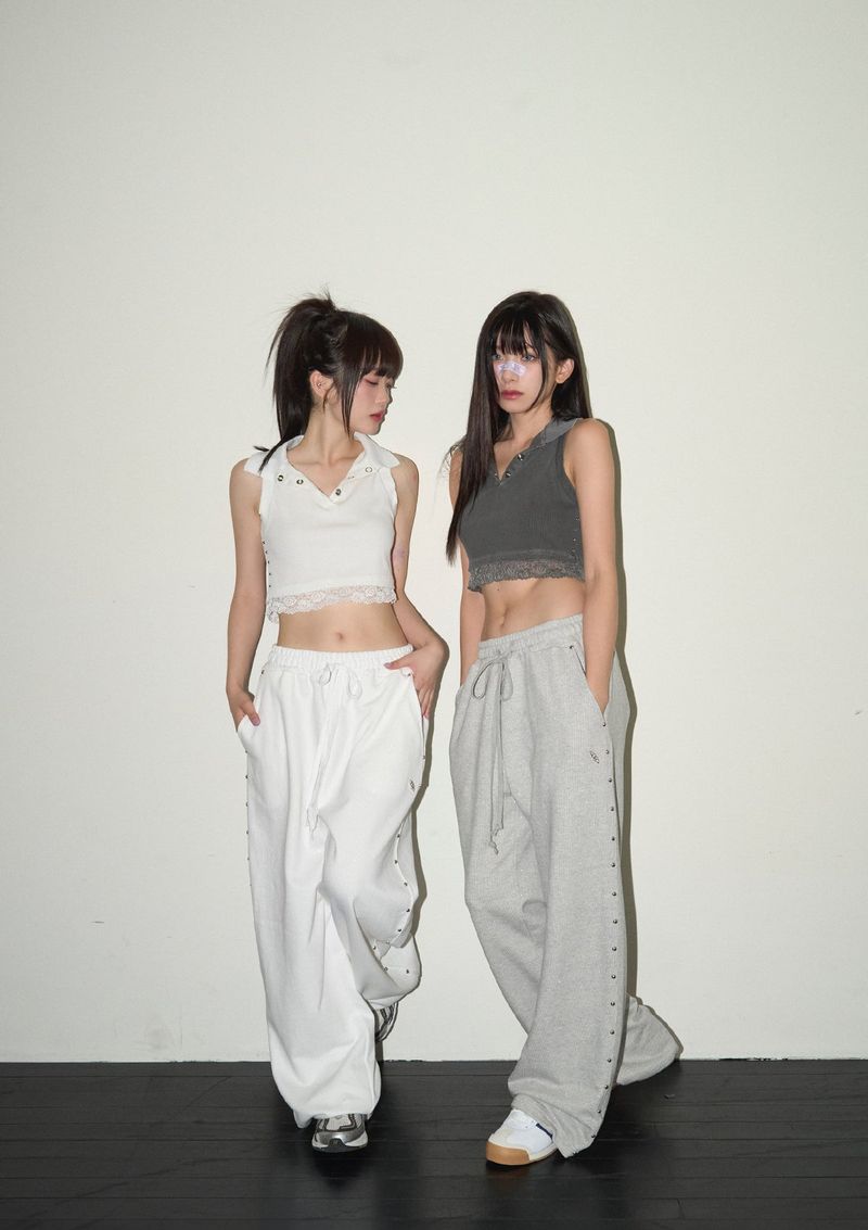 (9th reorder) stud twinkle jogger pt - white