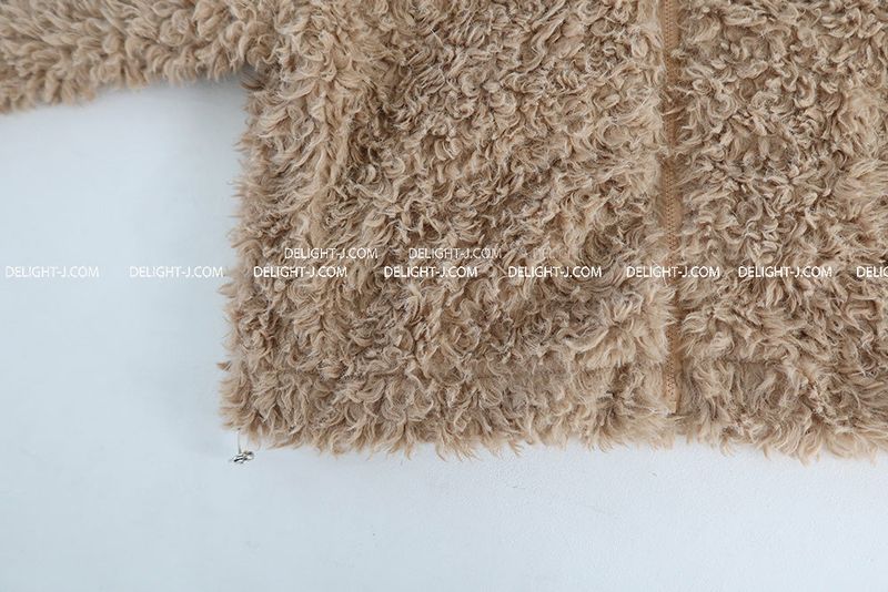 Rabbit ear hood zip-up soft fur jacket