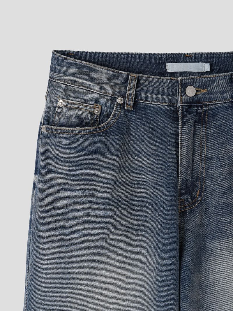 Double back pocket embossed denim pants