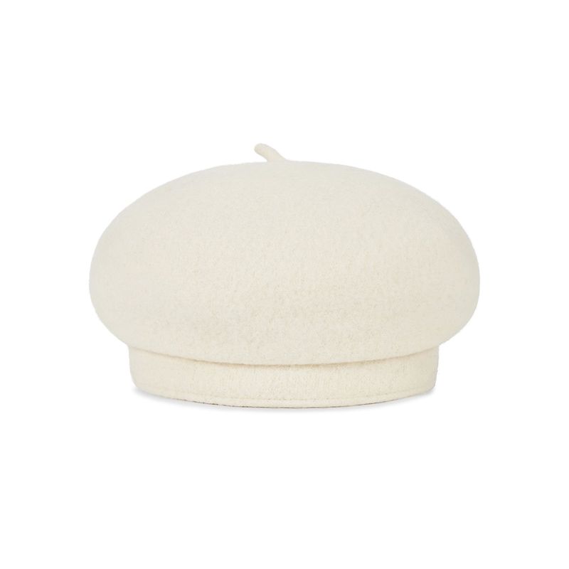 VA Oval-Metal Wool Beret  / Ivory