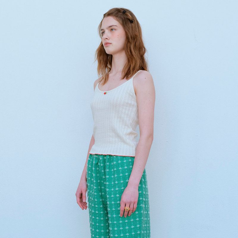 ROSE SLEEVELESS TEE, CREAM