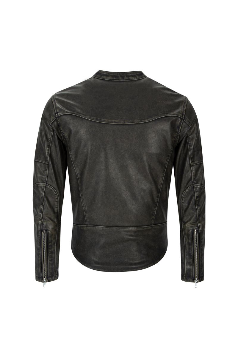 BIKER WASHING LEATHER JAKET L1 (KHAKI)