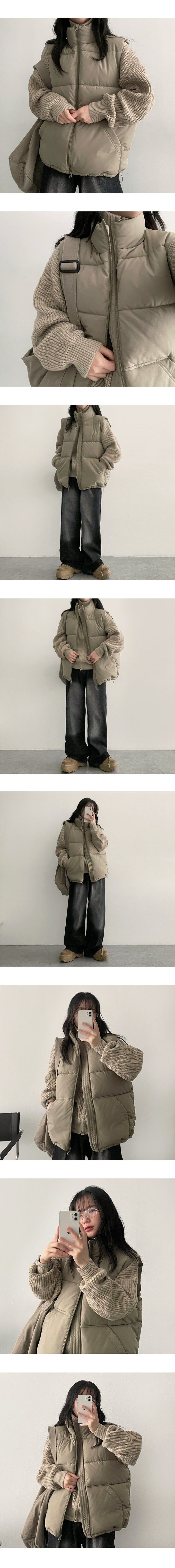 Two-way Basic Boxy Padded Vest