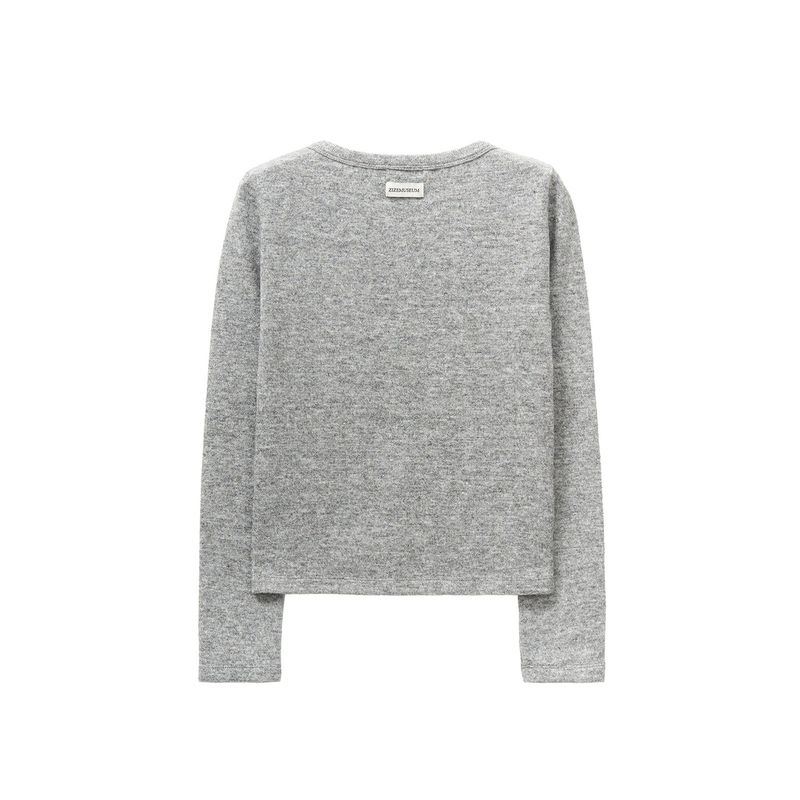 SIDE BUTTON POINT KNIT CARDIGAN (MELANGE GRAY)