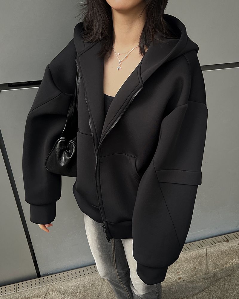 AE BULKY HOODIE ZIPUP_BLACK