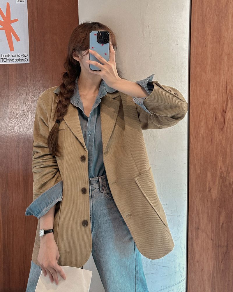 Corduroy single jacket