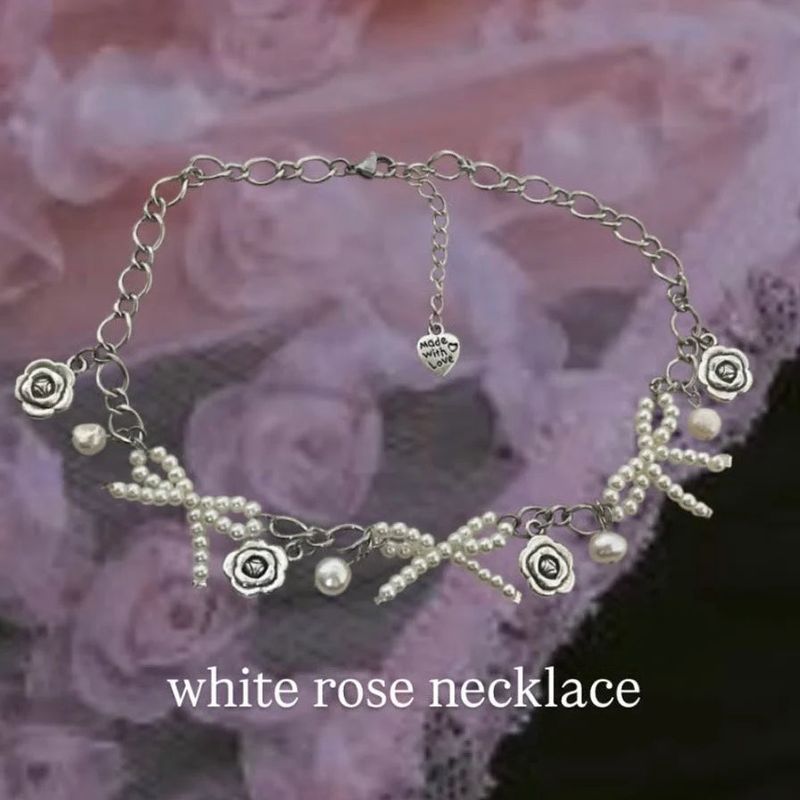 White rose necklace