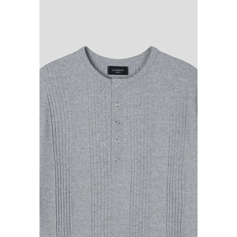 High ribbed henry neck half sleeves(Gray)