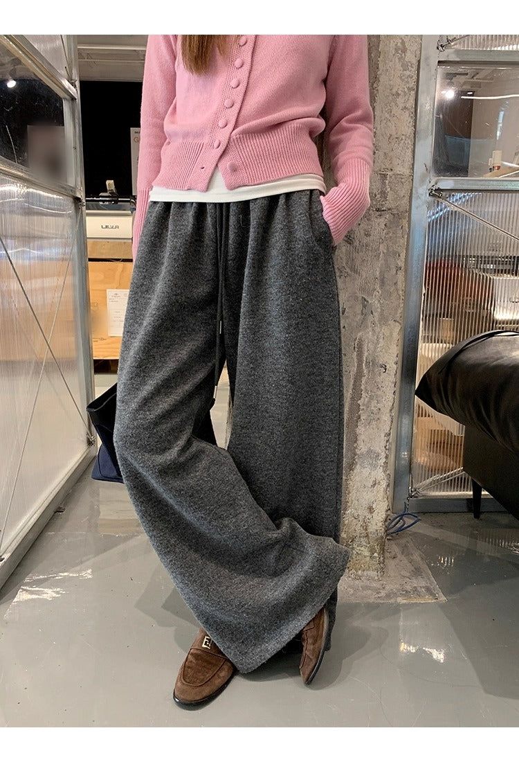 Pink button high-neck knit long-sleeved cardigan