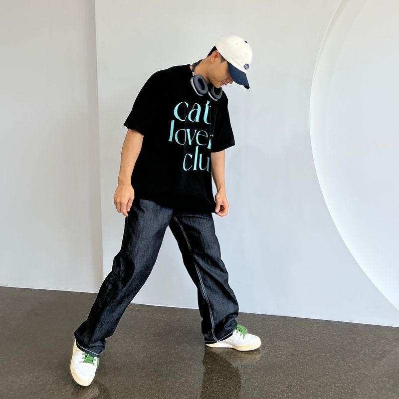 CAT LOVERS CLUB MINT LETTERING T-SHIRTS(3 COLORS)