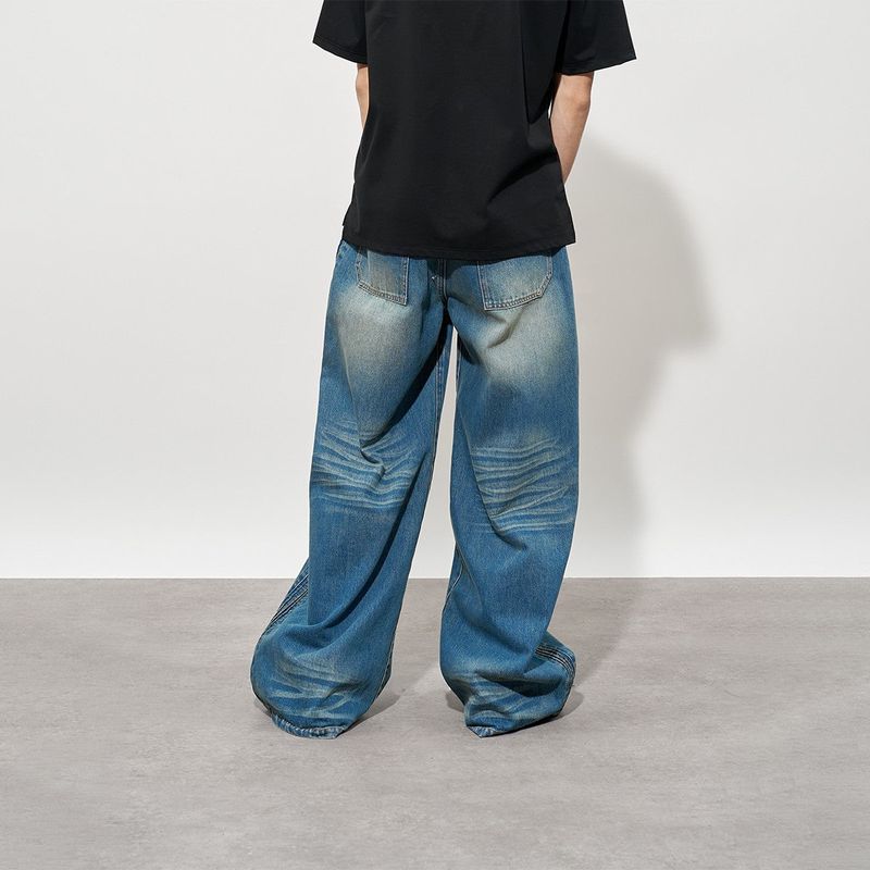 FMACM（エフエムエーシーエム）の「FMACM Distressed, Yellowed, Washed and Pleated Denim Trousers（Pants）」