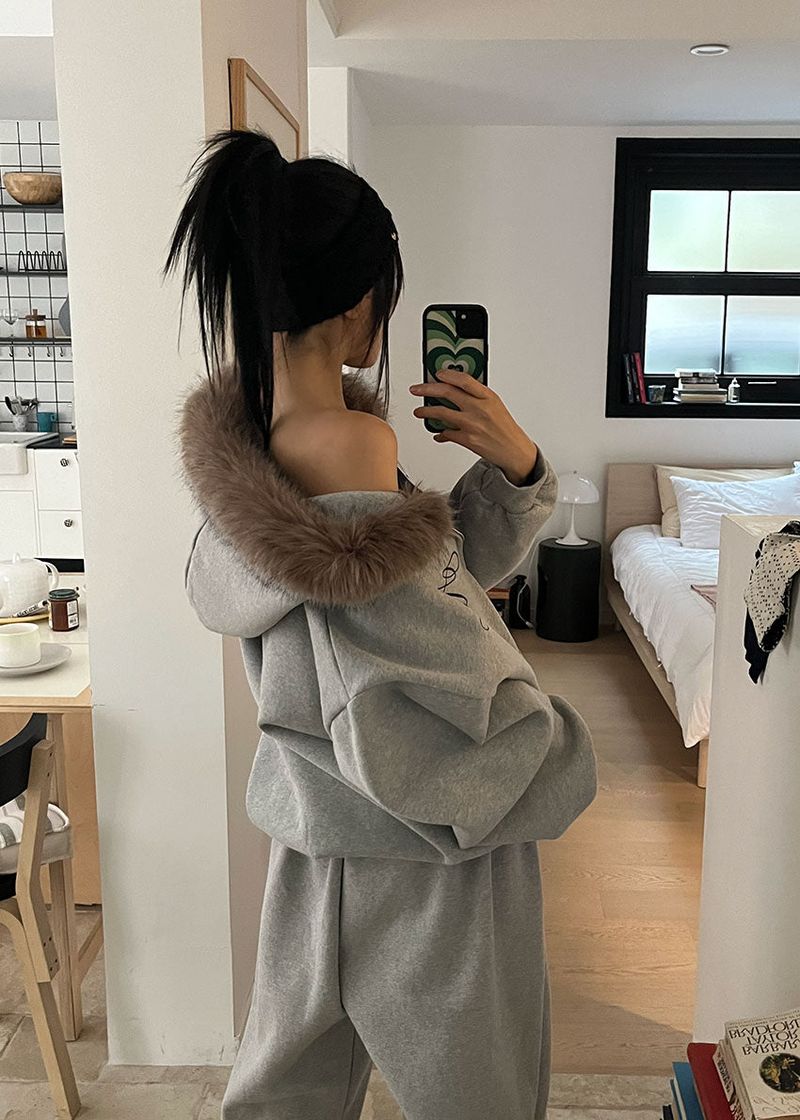 ANGEL FUR HOOD ZIP-UP