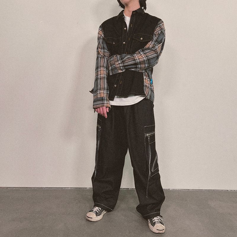 check block cotton shirt_black