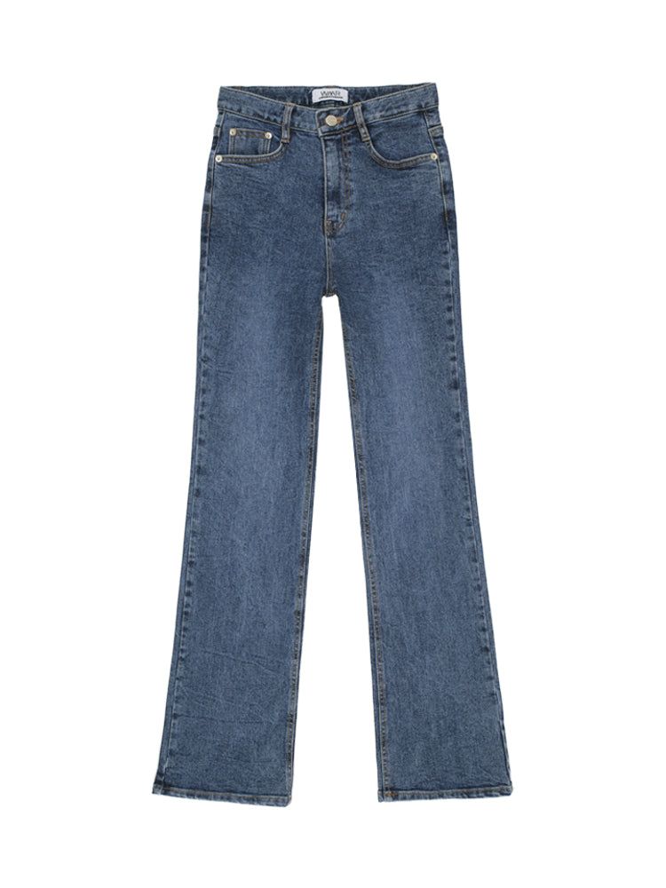 W52 LONG SEMI BOOTS CUT DENIM PANTS_MEDIUM BLUE