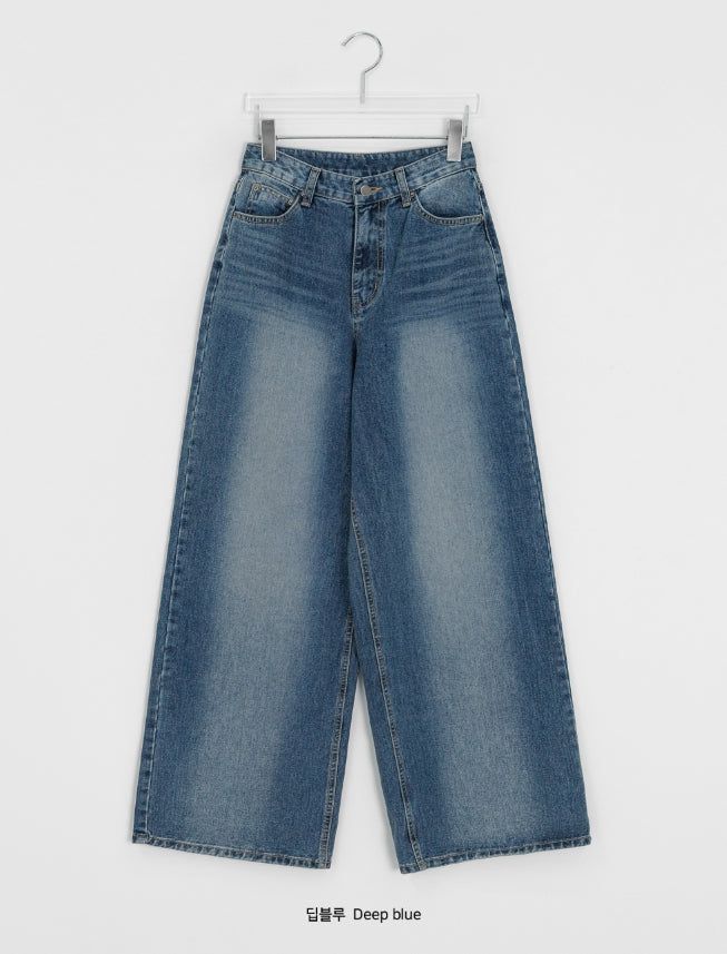 Bahiu Washing Wide Denim Pants