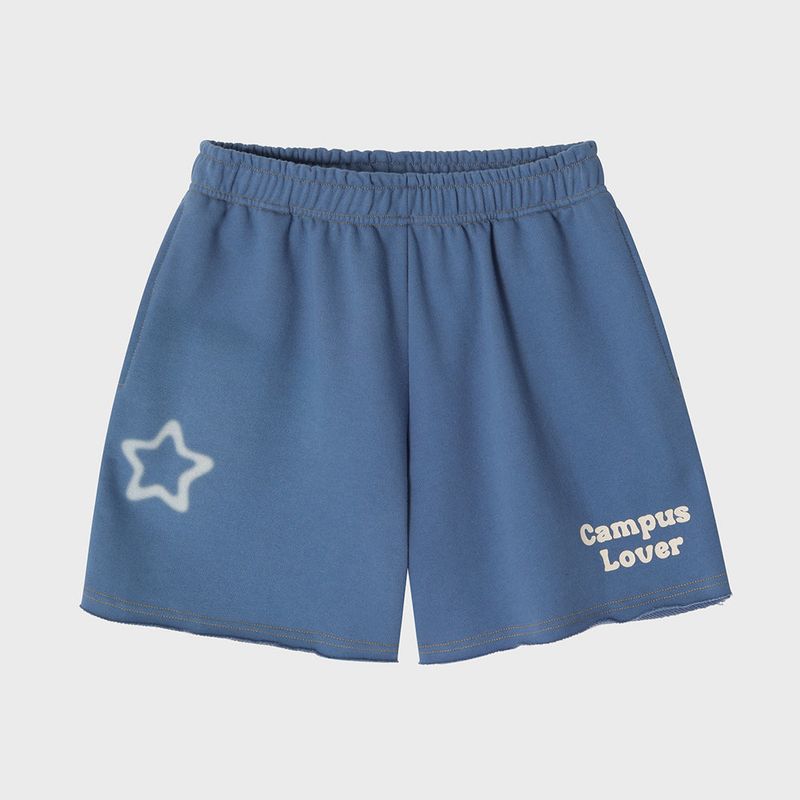 Campus Lover Vintage Blue Soft Sweat Shorts [For women] 