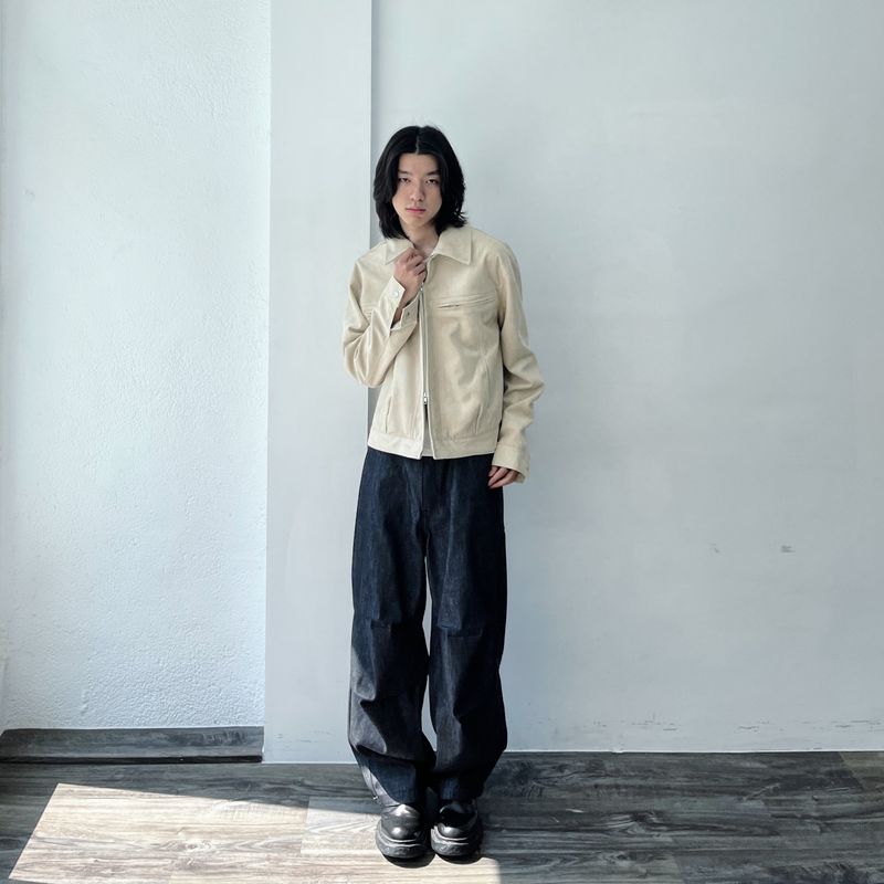 Zip Pocket Slightly Cropped Suede Jacket