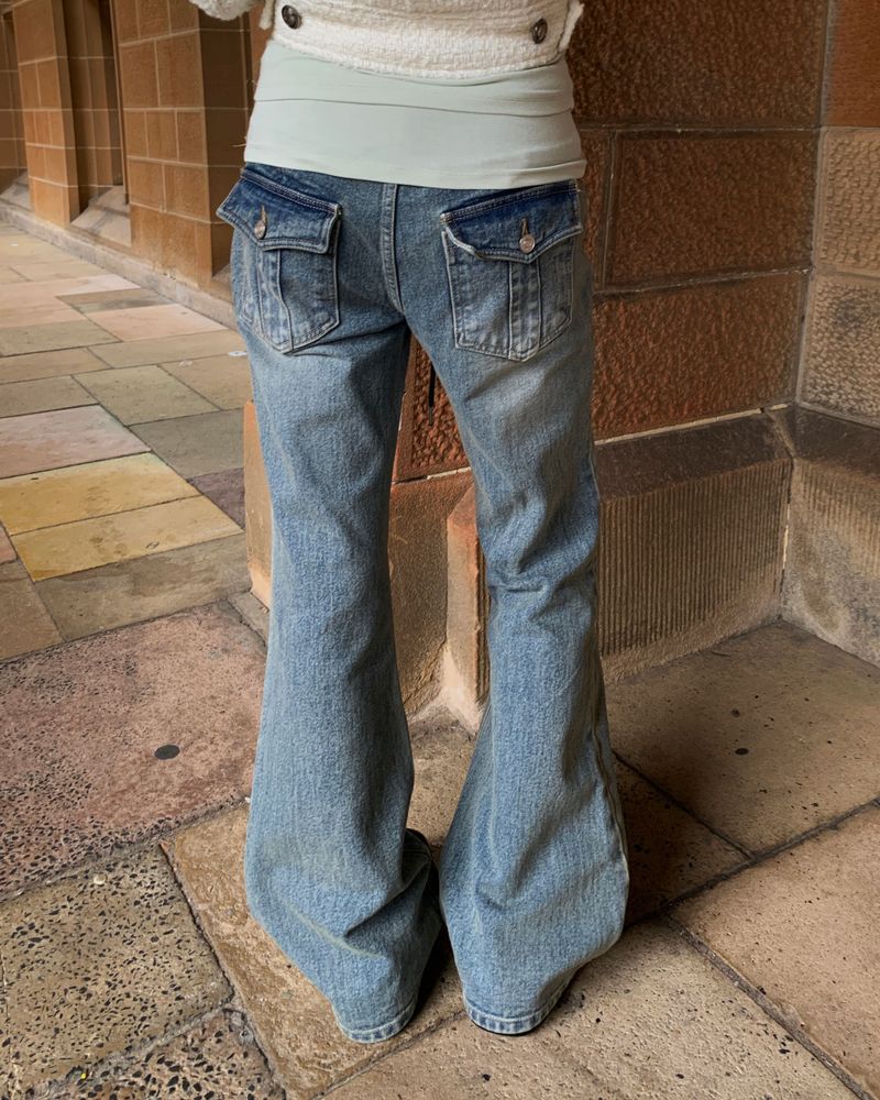 [ORIGINAL] Lucier Rip-Band Bootcut Denim Pants