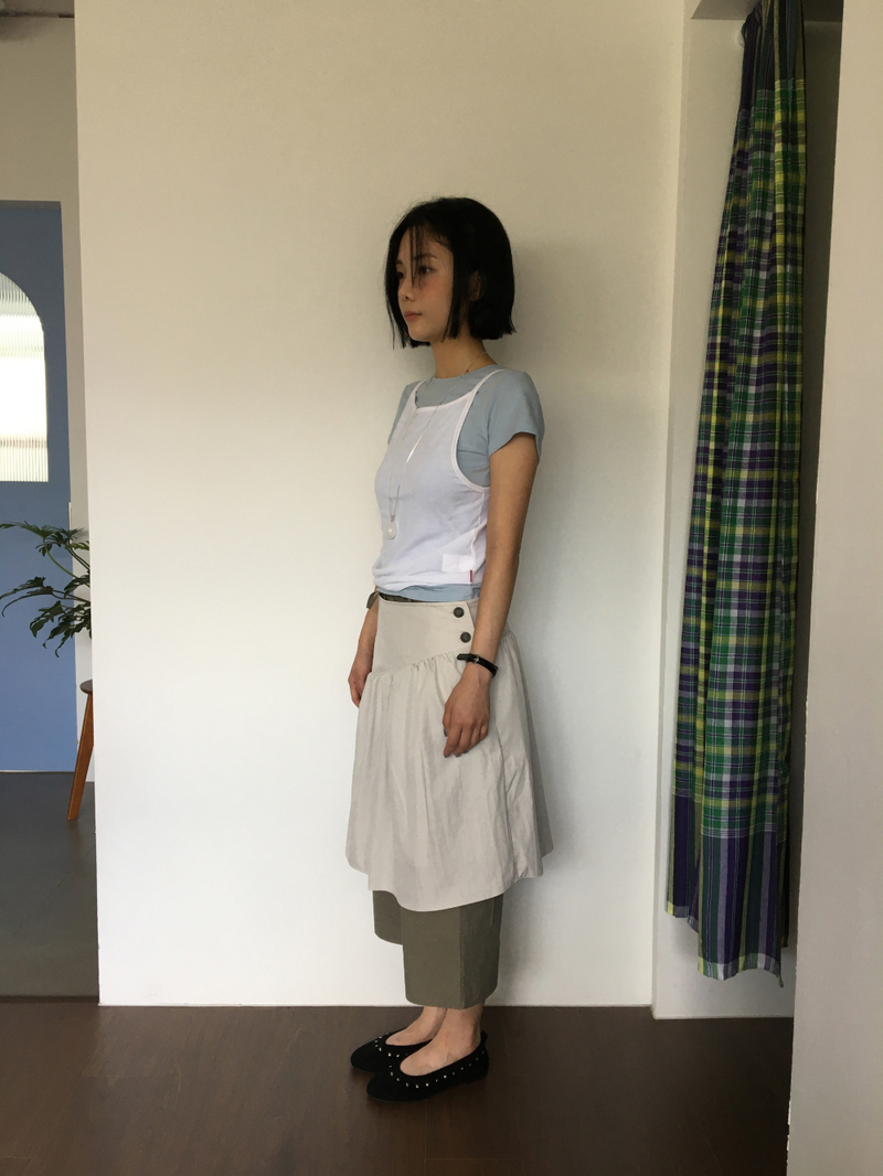 Marine button midi skirt (3color)