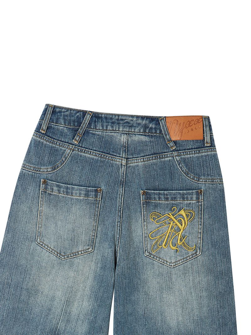 STRING CAPRI DENIM PANTS BLUE