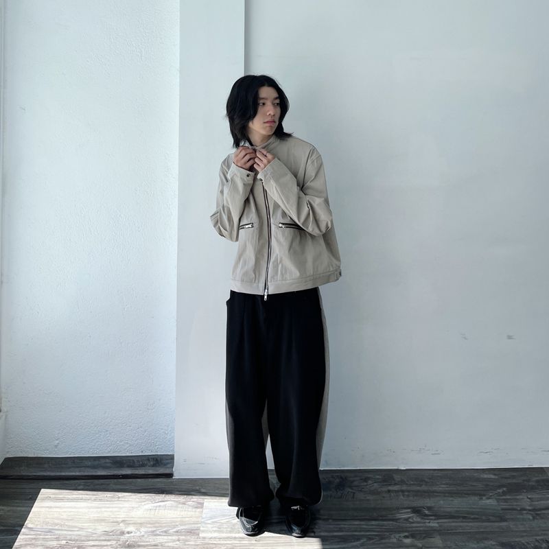 Waffle Knit Double-Zip Button Detail Hooded Jacket