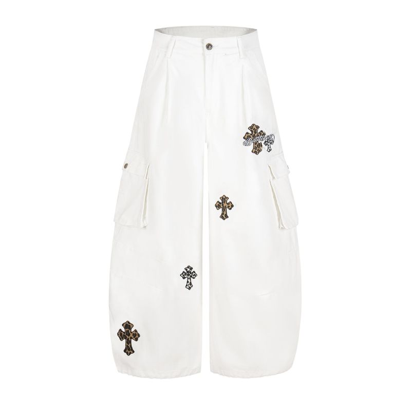 Cross Embroidery Cargo Pants 233238539