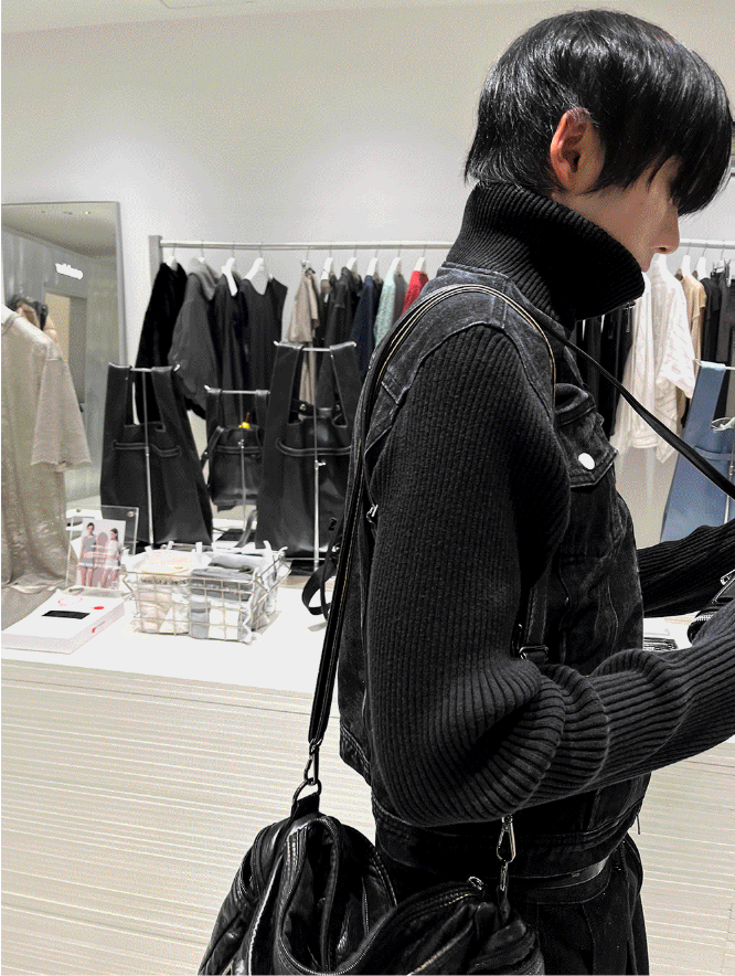 Black denim knit jacket