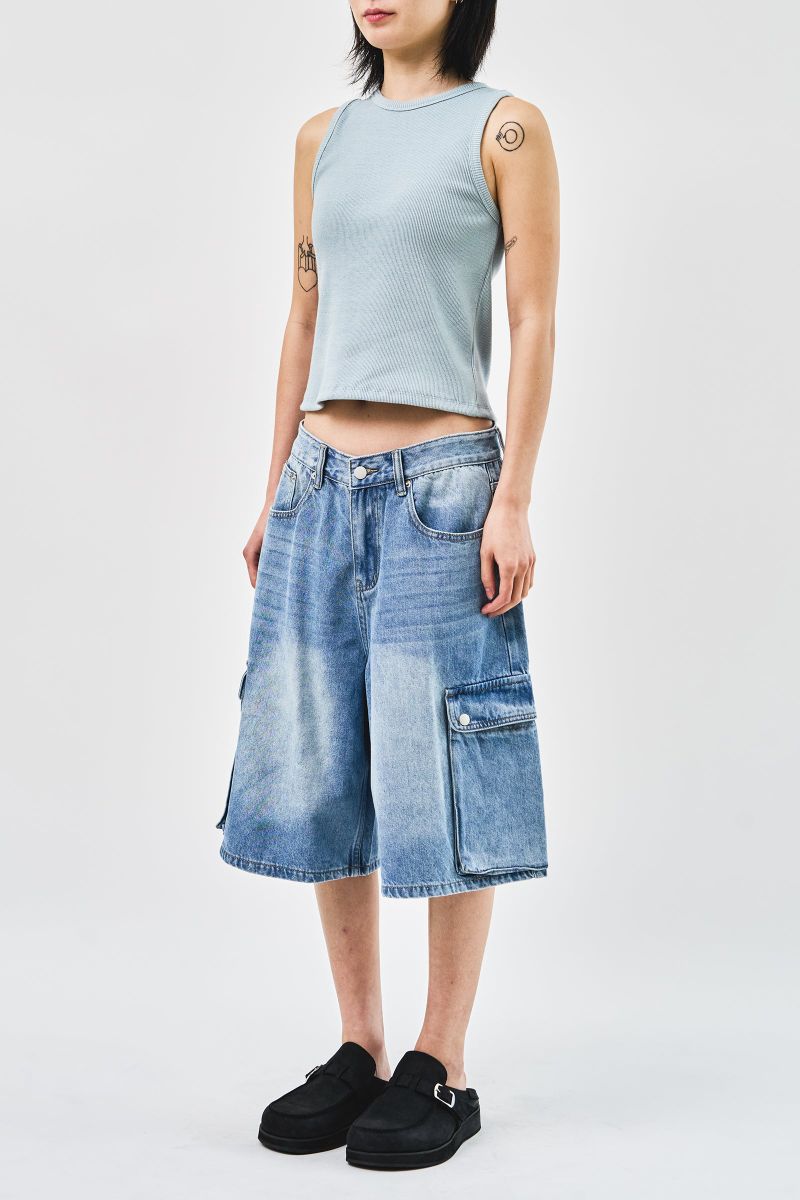 Baek Denim Cargo Bermuda (2color)