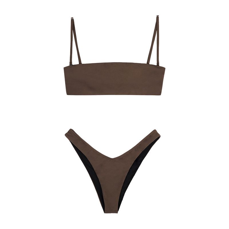 Luxe micro bandeau bikini set [soft brown]
