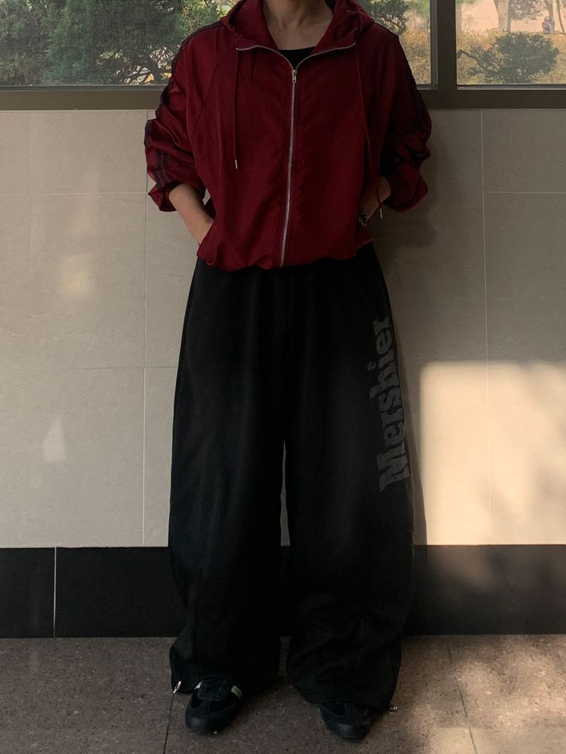 Bleu Overfit Track Hood Windbreaker