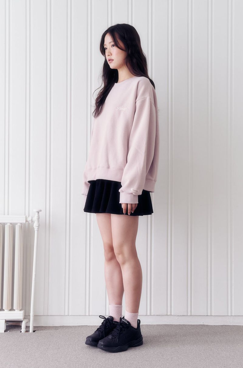 Lettering Round Neck Sweatshirt (PINK)