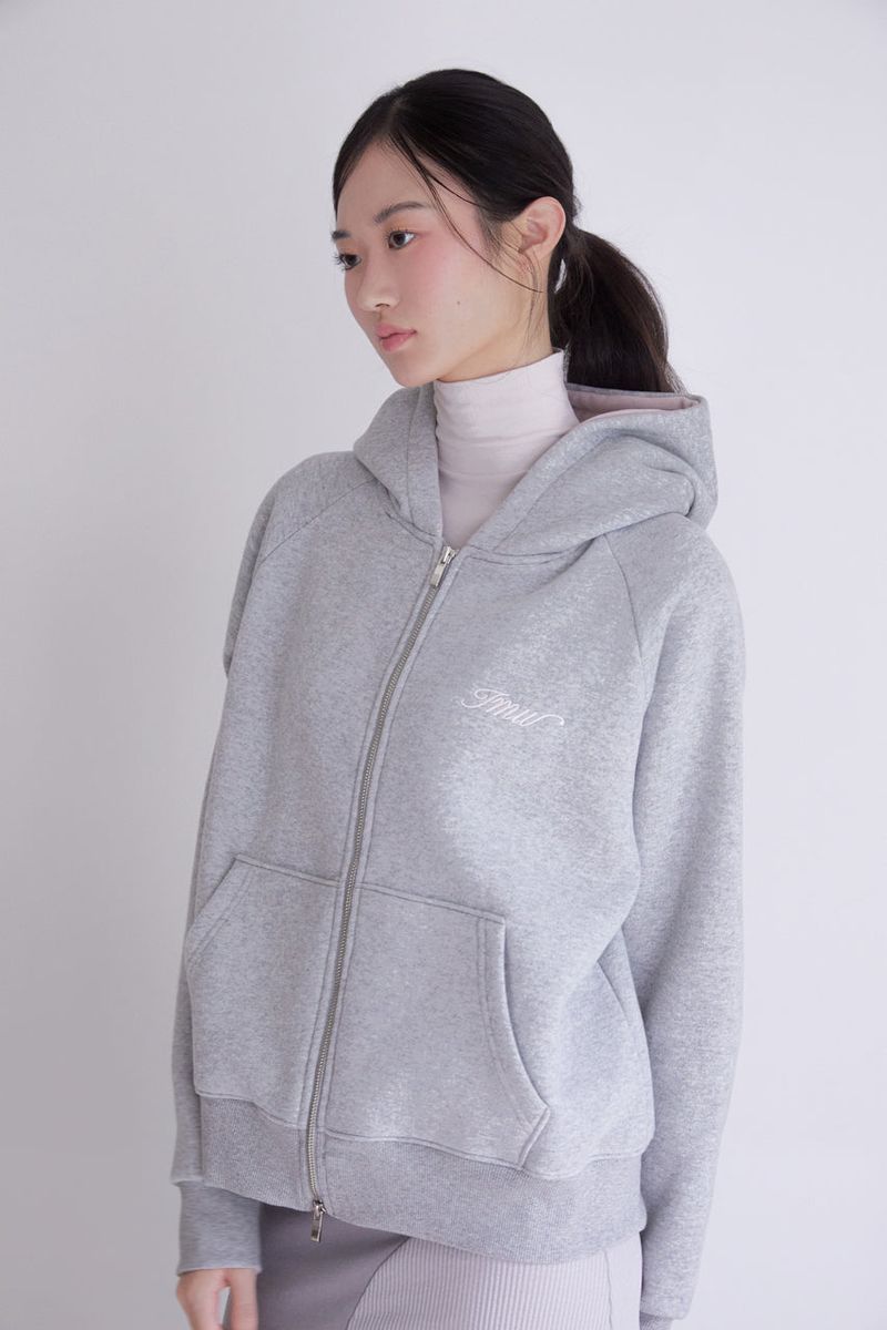 Raglan 2way Hood Zip-up (MELANGE GREY)